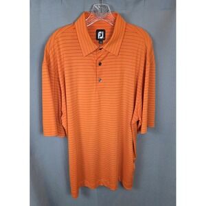 Footjoy Mens Orange‎ Striped Short Sleeve Golf Polo Shirt Large